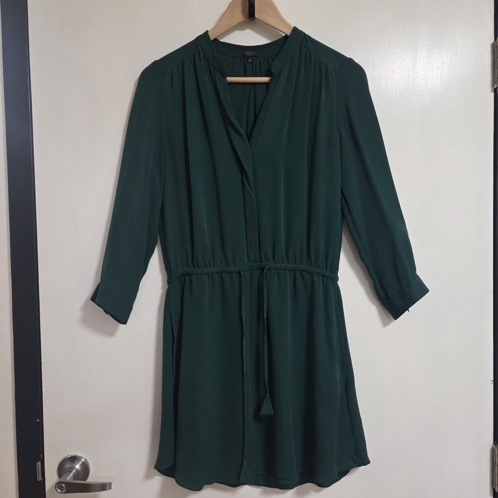 Babaton Womens 100% Silk Green Mini Dress Tie Waist Pockets Size S US 4 UK 8